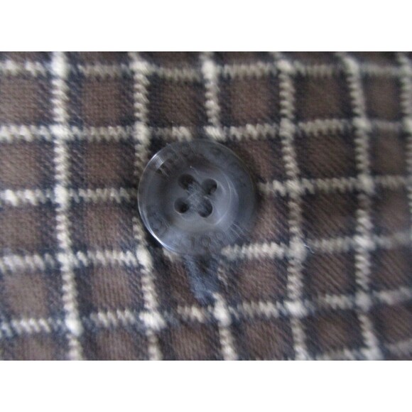 Woolrich Mens XL Shirt Button Up Logo Pocket Long Sleeve Brown White Cotton - Picture 6 of 11